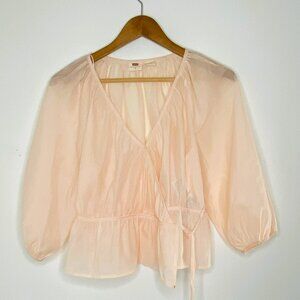 Levi's - 3/4 Sleeve, Vneck, Side Tie, Light Peach Colour, Boho, Top, Size XS